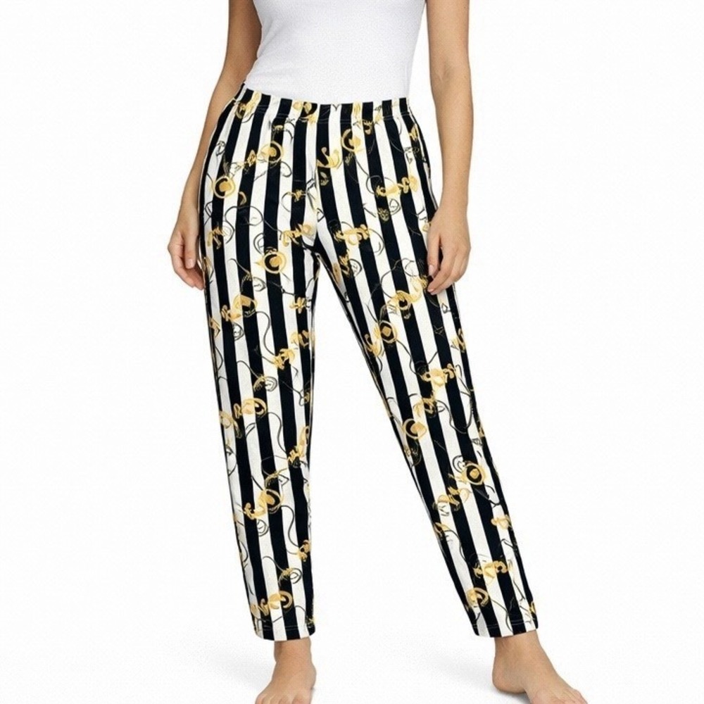 Vintage 80s IZOD Pants Nautical Blue White Stripe Yellow Print sz L Jogger Style